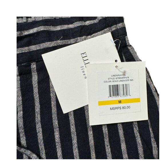 Ellen Tracy navy and white linen blend ankle pants size Medium - Picture 6 of 6